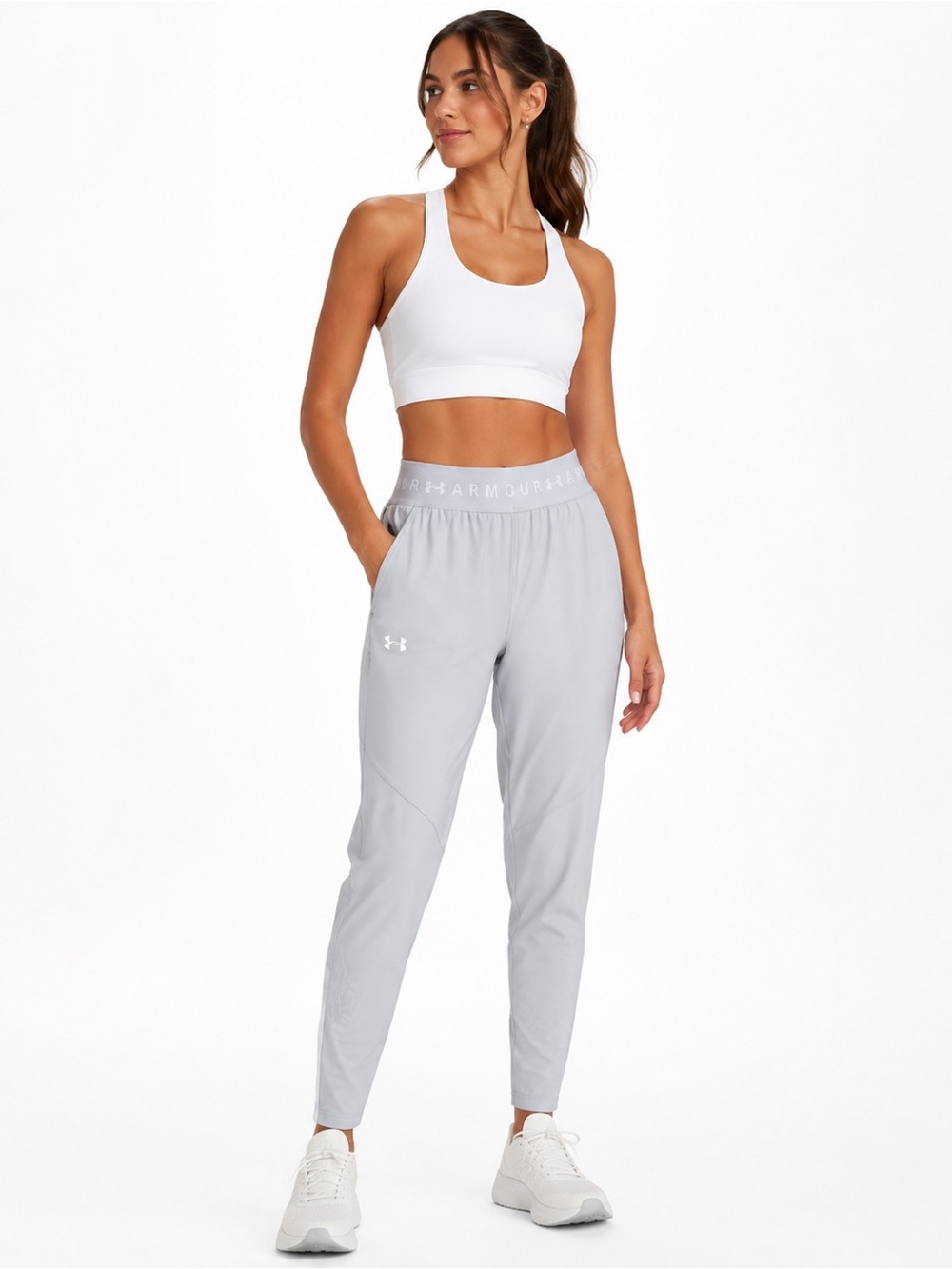 Under Armour UA Women’s Sport Graphic Activewear Pants S Gray White